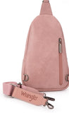 WG87-227 Wrangler Sling Bag/Crossbody/Chest Bag Dual Zippered Compartment -Pink