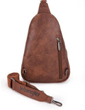 WG87-227 Wrangler Sling Bag/Crossbody/Chest Bag Dual Zippered Compartment -Dark Brown