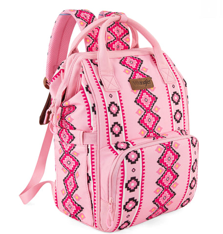 2024 New Wrangler Aztec Southwestern Pattern Dual Sided Print Multi-Function Backpack-Pink