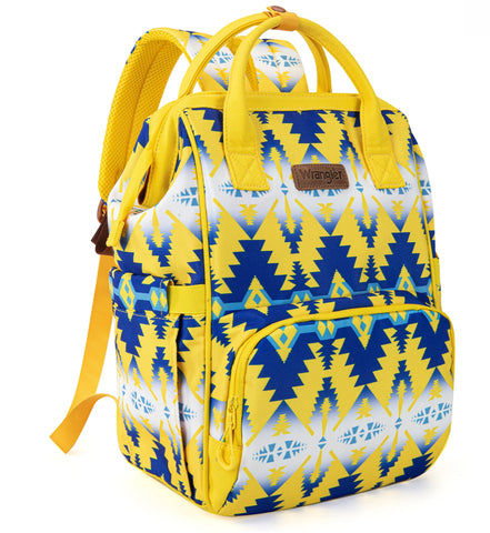 2024 New Wrangler Aztec Southwestern Pattern Dual Sided Print Multi-Function Backpack-Yellow