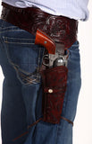 38/357 Caliber Handmade Brown Left Hand Draw Western/Cowboy Hollywood Style Hand Tooled Gun Holster and Belt